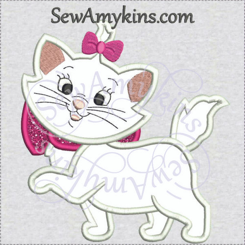 Marie girl cat Aristocats applique machine embroidery design