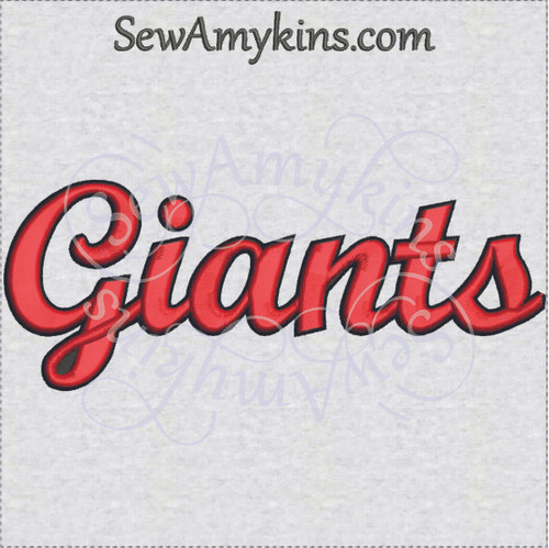 Giants team name sports machine embroidery design