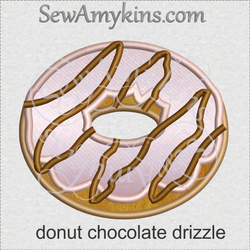 Download Donut Applique Machine Embroidery Design Doughnut 3 Sizes Chocolate Drizzle Frosting Sewamykins