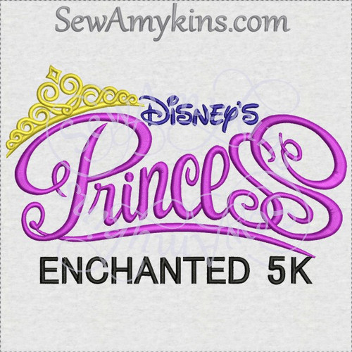 Disney princess marathon 5k machine embroidery design