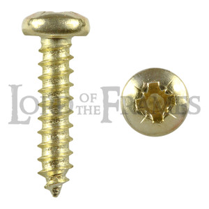 Wood screws 13mm x 3mm  / 1/2" x No.4 Pan head Pozi Steel Brass plated Wood screws 13mm x 3mm  / 1/2" x No.4 Pan head Pozi Steel Brass plated