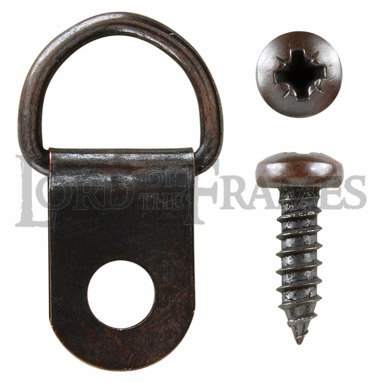 Small Bronze Plated 1 Hole Single D Rings & Screws