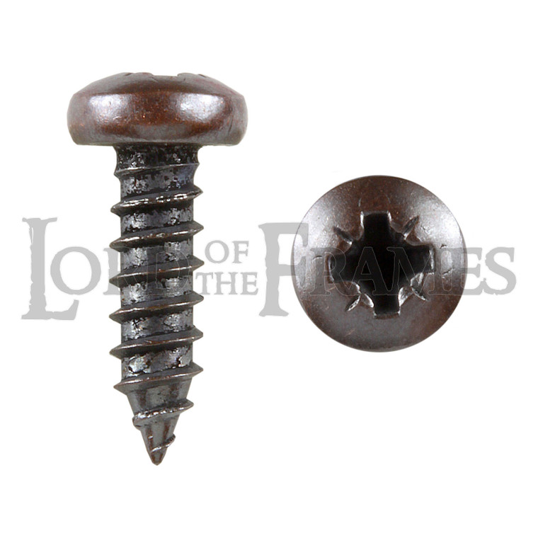 Wood screws 10mm x 3mm  / 3/8" x No.4 Pan head Pozi Steel Bronze plated