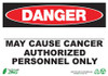 ZING ENTERPRISES, LLC 2675S ZING ECO GHS SIGN DANGER BLANK MAY CAUSE