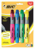 BIC CORPORATION BICBLMGP41ASST HIGHLIGHTER SET,FLOURESCENT,XL GRIP,PK4