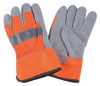 CONDOR USA INC 4NHE1 D1684 LEATHER PALM GLOVES HI-VIS ORANGE 