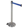 RETRACTA-BELT 304SS-BL BARRIER POST BLUE BELT W/WHEELS 40 IN H