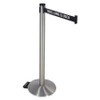 RETRACTA-BELT 304SASS-TLC BARRIER POST SATIN SS BLACK/WHITE BELT