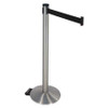 RETRACTA-BELT 304SS-BK BARRIER POST BLK BELT W/WHEELS 40 IN H