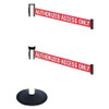 RETRACTA-BELT 331DPWH-AAO BARRIER POST RED/WHITE BELT TEXT W/BASE