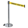 RETRACTA-BELT 334PAPC-DKO BARRIER POST GRAY W/WHEELS YLW/BLK TEXT