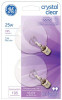 GENERAL ELECTRIC 17722 GLOBE LIGHT BULBS, CLEAR, 2-PK., 25-WATT