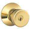 SCHLAGE F51VBELL505 BRIGHT BRASS BELL DESIGN ENTRY LOCKSET