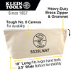KLEIN TOOLS 5539LNAT ZIPPER BAG, LARGE CANVAS TOOL POUCH, 18-