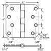 GRAINGER GLOBAL SOURCING 56-179SNK BUTT HINGE STEEL 125.0 LB LOAD CAP. PR