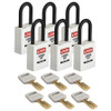 BRADY SPC ABSORBENTS NYL-WHT-38PL-KD6PK LOCKOUT PADLOCK NYLON WHT RECTANGLE PK6