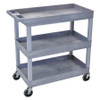 LUXOR EC111-G LUXOR PLASTIC UTILITY CART W/3 SHELVES, 