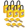 BRADY SPC ABSORBENTS CPT-YLW-25PL-KD6PK LOCKOUT PADLOCK NYLON 1-21/32 H YLW PK6