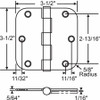 GRAINGER GLOBAL SOURCING 56-262SNK BUTT HINGE STEEL SATIN NICKEL PR