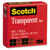 3M COMPANY 600341296 TRANSPARENT TAPE, 3/4" X 1296", 1" CORE