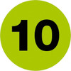 TAPE LOGIC DL6760 1" CIRCLE - "10" (FLUORESCENT GREEN) NUM