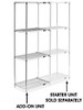 USC H-2938-72A CHROME WIRE SHELVING ADD-ON UNIT - 24 X 