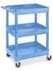 USC H-6173BLU 3-SHELF UTILITY CART WITH LIPPED SHELVES