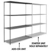 USC H-1752-96A BLACK WIRE SHELVING ADD-ON UNIT - 72 X 2
