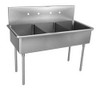 JUST MANUFACTURING NSFB-354-2-2 SCULLERY SINK WITH DRAINBOARDS 57 IN L