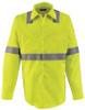 BULWARK SMW4HV LN L FR LNG SLV SHIRT HIVIS YLW/GRN LT BUTTON