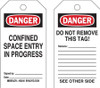 BRADY SPC ABSORBENTS 50282 DANGER TAG SPACE CHECKED ECON POLY PK25