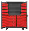 DURHAM MFG CO HDC48-134-3S1795 STORAGE CABINET INDS 12 GA. 134 BINS RED