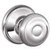 SCHLAGE F10 GEO 625 PASSAGE LATCH, GEORGIAN KNOB, BRIGHT CHR