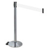 RETRACTA-BELT 334PAPC-WH BARRIER POST GRAY WHITE BELT W/WHEELS