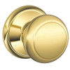 SCHLAGE F10 AND 505 PASSAGE LATCH, ANDOVER KNOB, LIFETIME BR