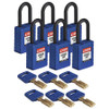 BRADY SPC ABSORBENTS NYL-BLU-38PL-KD6PK LOCKOUT PADLOCK,NYLON,BL,RECTANGULAR,PK6