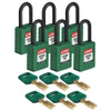BRADY SPC ABSORBENTS NYL-GRN-38PL-KA6PK LOCKOUT PADLOCK NYLON BODY GREEN PK6