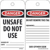 NMC RPT34ST DANGER UNSAFE DO NOT USE TAG PK25