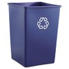 RUBBERMAID COMMERCIAL PRODUCTS 3958-73 BLU RECYCLING CONTAINER, SQUARE, PLASTIC, 35