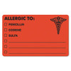 TABBIES 00488 ALLERGY LABELS,4"X 2 1/2, 100/ROLL