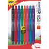 PENTEL BL107CRBP8M GEL PENS,.7MM, 8/PK, ASSORTED BARREL/INK