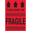 TAPE LOGIC DL1185 4" X 6" - "THIS END UP - FRAGILE" (FLUOR