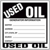 USC S-23856 "USED OIL" LABEL - WEATHERPROOF, 6 X 6"