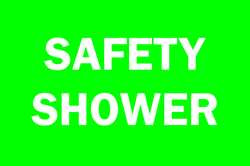 BRADY SPC ABSORBENTS 22686 SAFETY SHOWER SIGN,7X10",WHT/GRN,ENG