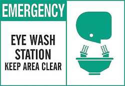 BRADY SPC ABSORBENTS 26582 EYE WASH SIGN,10X14",PLASTIC