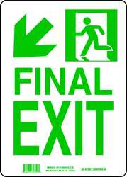 BRADY SPC ABSORBENTS 81719 EXIT SIGN,14X10",GRN/WHT,FINAL EXIT