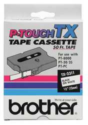 BROTHER TX2311 CARTRIDGE,TAPE,1/2"-BK/WE