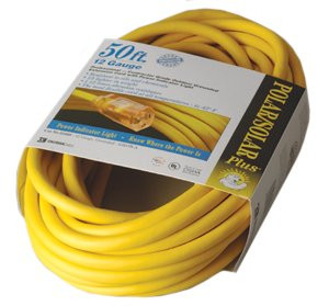 COLEMAN CABLE 01688 50' YEL POLAR/SOLAR PLUSEXT. CORD 12/3 S