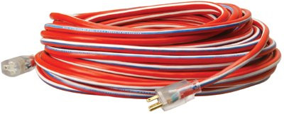 COLEMAN CABLE 02548USA1 12/3 50' SJTW RED- WHITE& BLUE MADE IN U