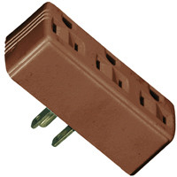 COOPER WIRING BP1147B BRWN 3OUTLET 2WIRE GND ADAPT
